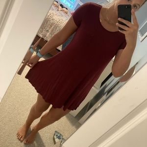 Maroon cotton t-shirt dress - Size MED